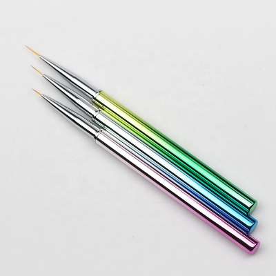 Wholesale Rainbow Laser Handle Nail Art DIY Tool 3pcs Set Nylon Hair Artist Detail Paint Brush