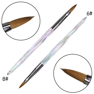 2019 Beautiful Transparent Plastic Handle Pure Kolinsky Hair And Oval Shape Acrylic Nail Brush For Nail Tool For Makeup Product